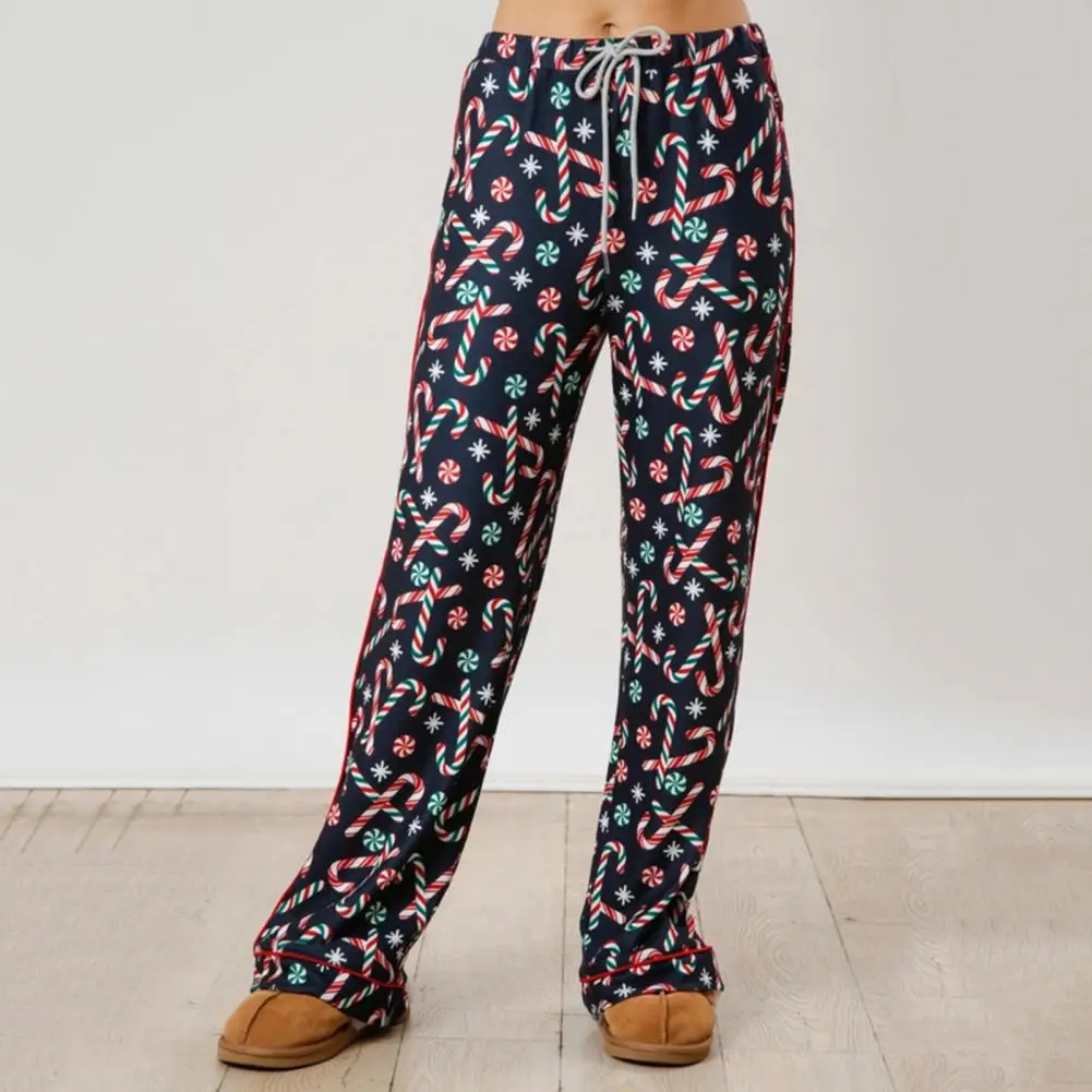 Пижама с лацканами Топ женский Рождественский пижамный комплект принтом Санты