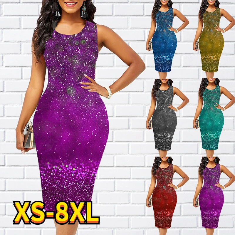 

New Women's Shift Dress Knee Length Dress Fashion Sleeveless Floral Print Dress Summer Round Neck Casual Classic 2022 8XL