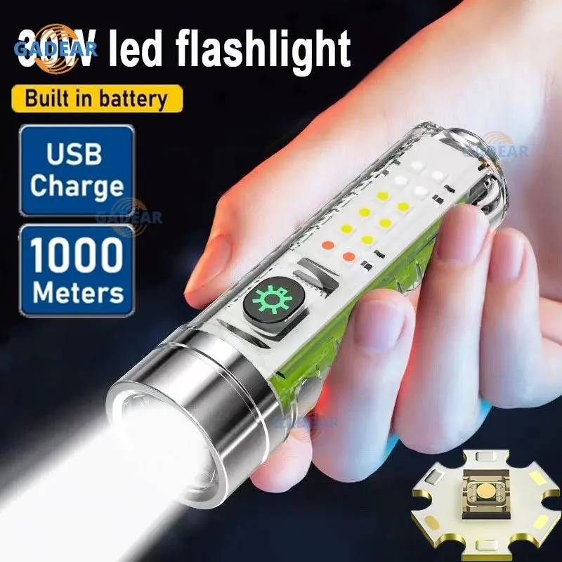 

30W LED Wick Lighting Powerful Flashlight Battery Flashlight Zoomable 8 Lighting Modes Flashlight with Usb Charging Lamp Torch