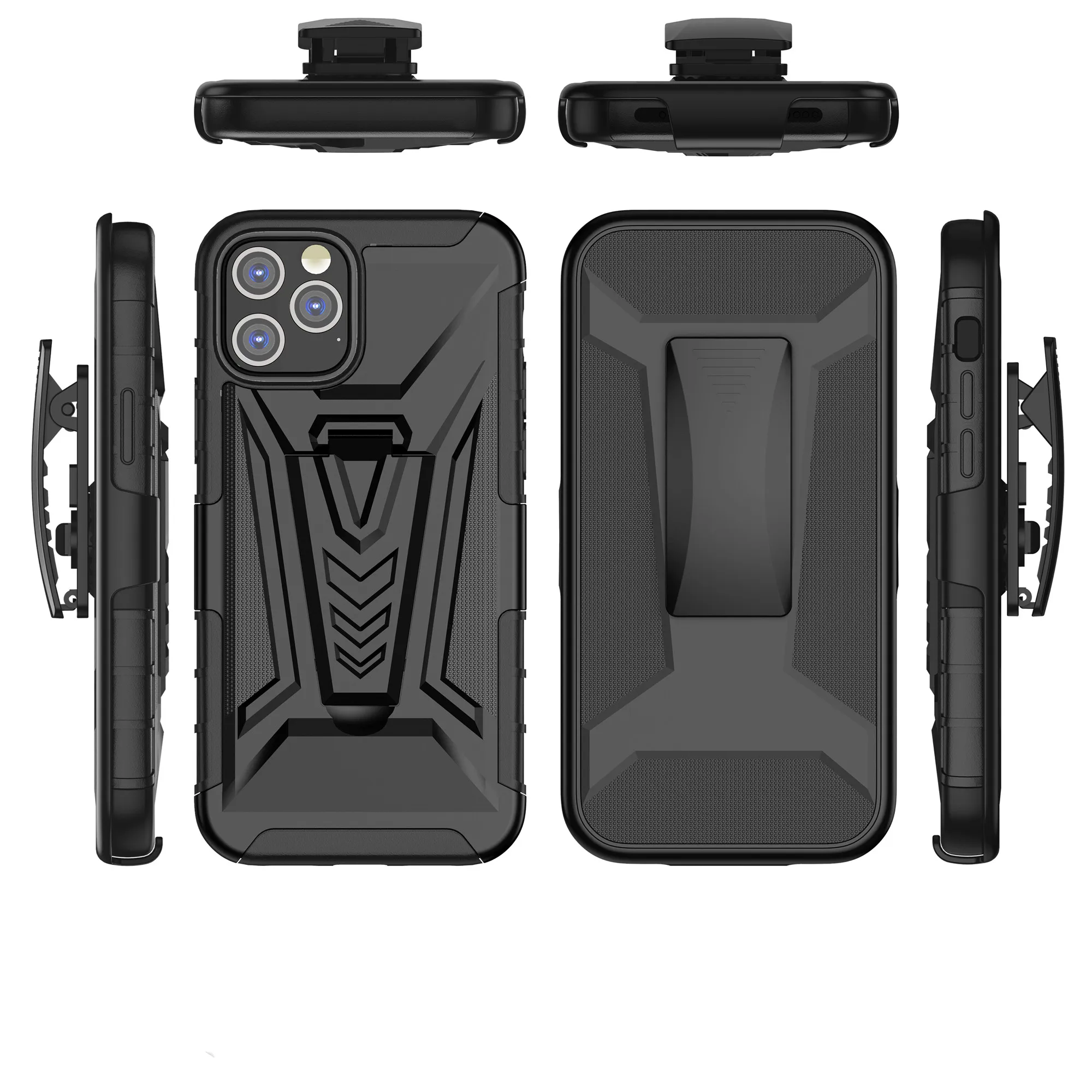 

3 in 1 Armor Shockproof Case For iPhone 14 13 12 mini 11 ProMAX XS XR 6s 7 8Plus Cases Belt Clip kickstand Full Protection Cover