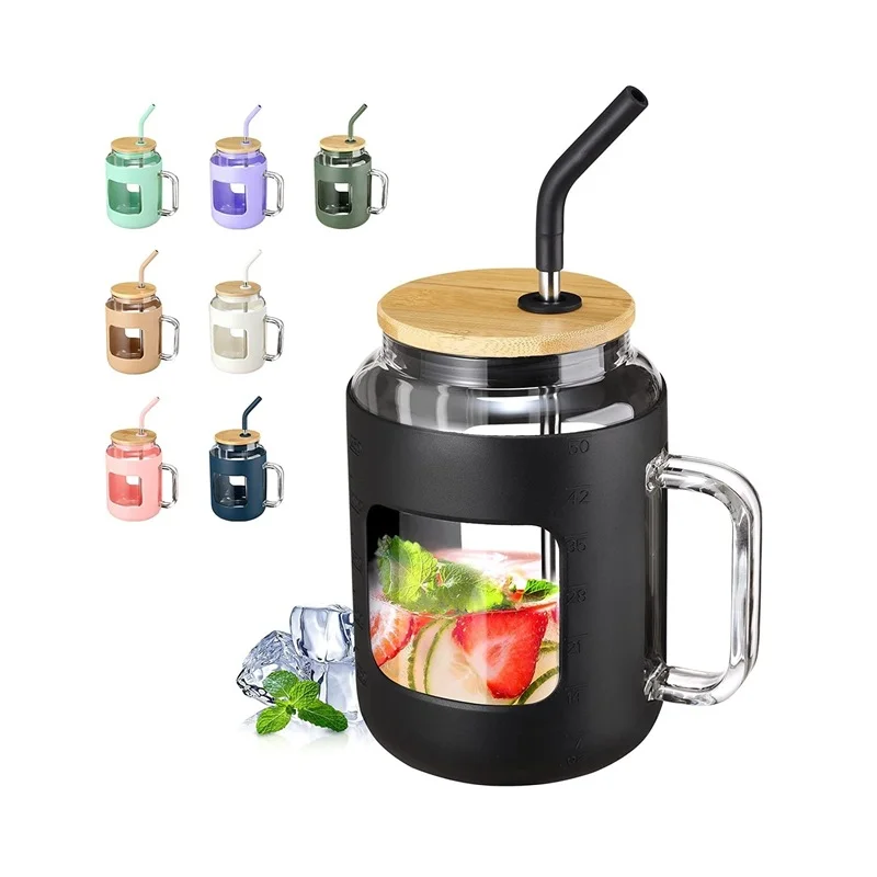 With Handle And Silicone Sleeve Reusable Mug Cup
