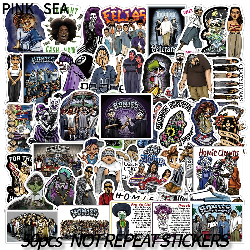 

10/30/51pcs/set Homies Cartoon Rap Cool Graffiti Stickers For Kids Laptop Phone Case Diy Luggage Skateboard Helmet Guitar