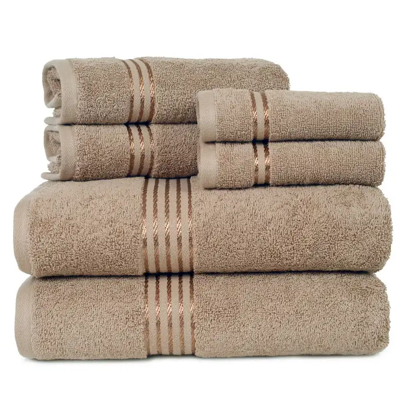 

6-Piece 100% Cotton Complete Bath Towel Set, Taupe for SPA Bathroom Bath Towels for Adults Children