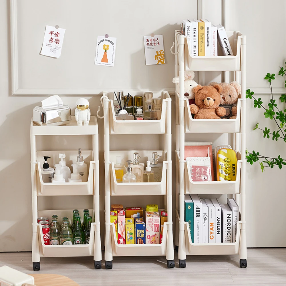 

Multifunctional Bookshelf Multi-functional Trolley Shelf With Wheels Removable Landing Trolley Simple Mobile Bookshelf Portable