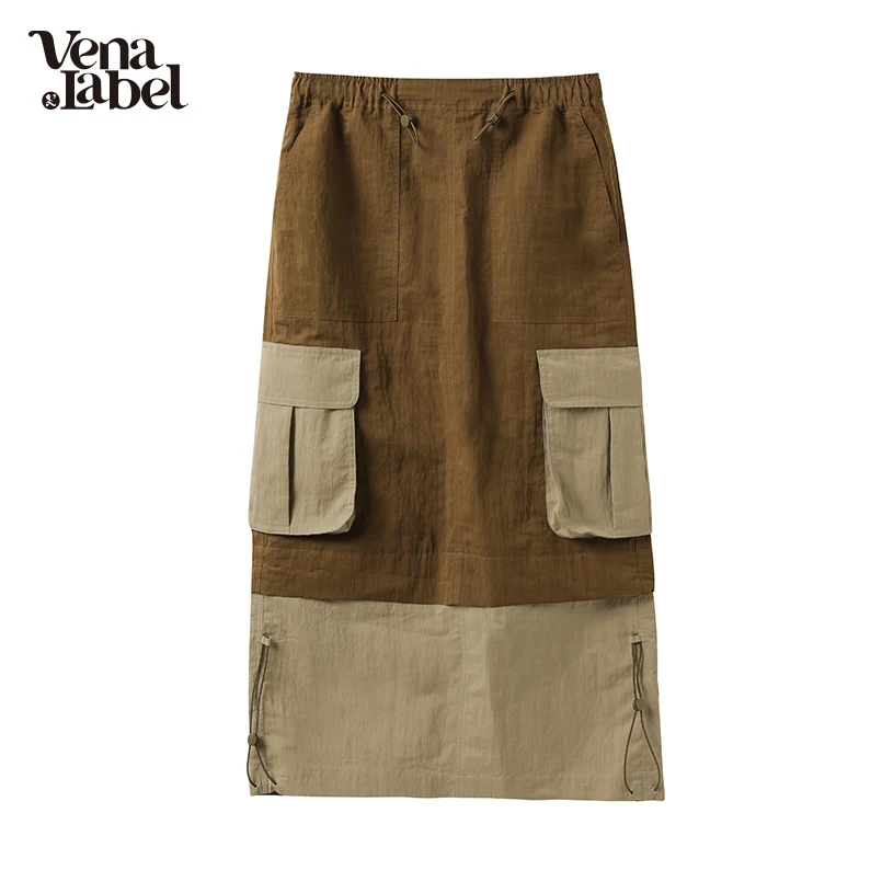 Vena Label повседневная женская длинная юбка весна осень с эластичной резинкой на