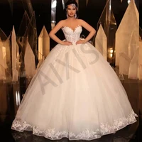 gorgeous wedding dress formal strapless sleeveless ball sexy bride vestido appliques illusion pure love robe de mariee