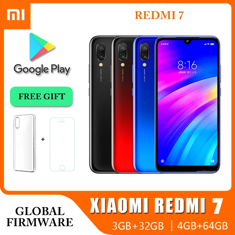 Xiaomi-Smartphone Redmi 7, 4GB, 64GB, Google Play, Android, 4000mAh, huella dactilar, Firmware Global