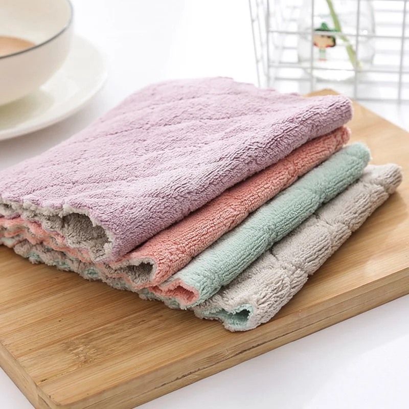 

Салфетка для мытья кухни Lazy Rag, впитывающая двухсторонняя мочалка, Композитный впитывающий чистящий материал, тряпка из кораллового бархат...