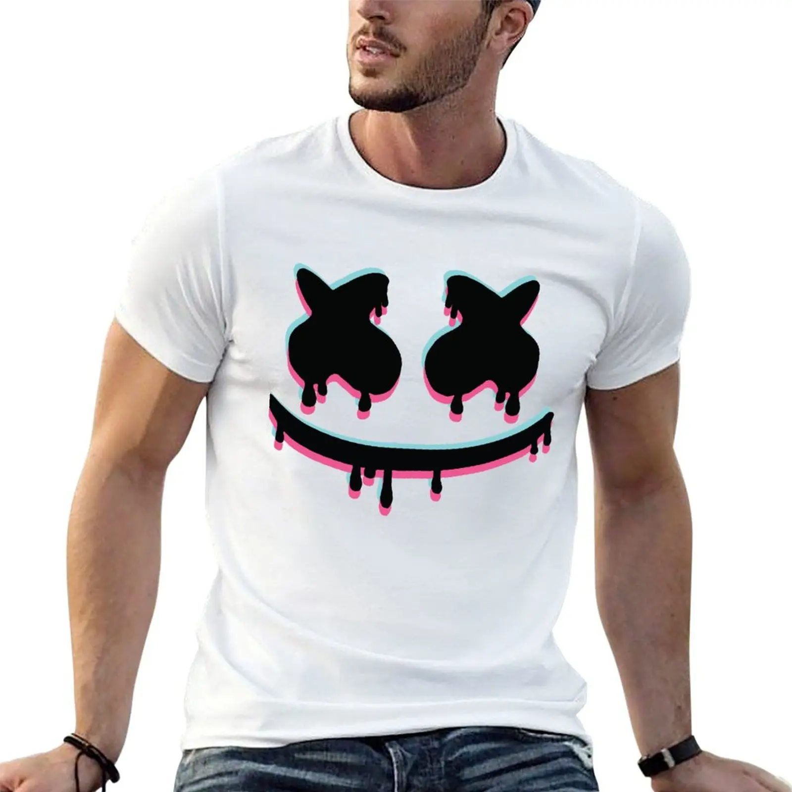 Фото Футболка Marshmello ART, хлопковая футболка, набор футболок для мужчин, футболки с графическим принтом, мужские футболки G-man, футболка для мужчин №1