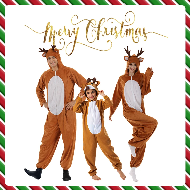 

Christmas Adult Child Elk One-piece Pajamas Christmas Reindeer Costume For Family Fun Evening Activities