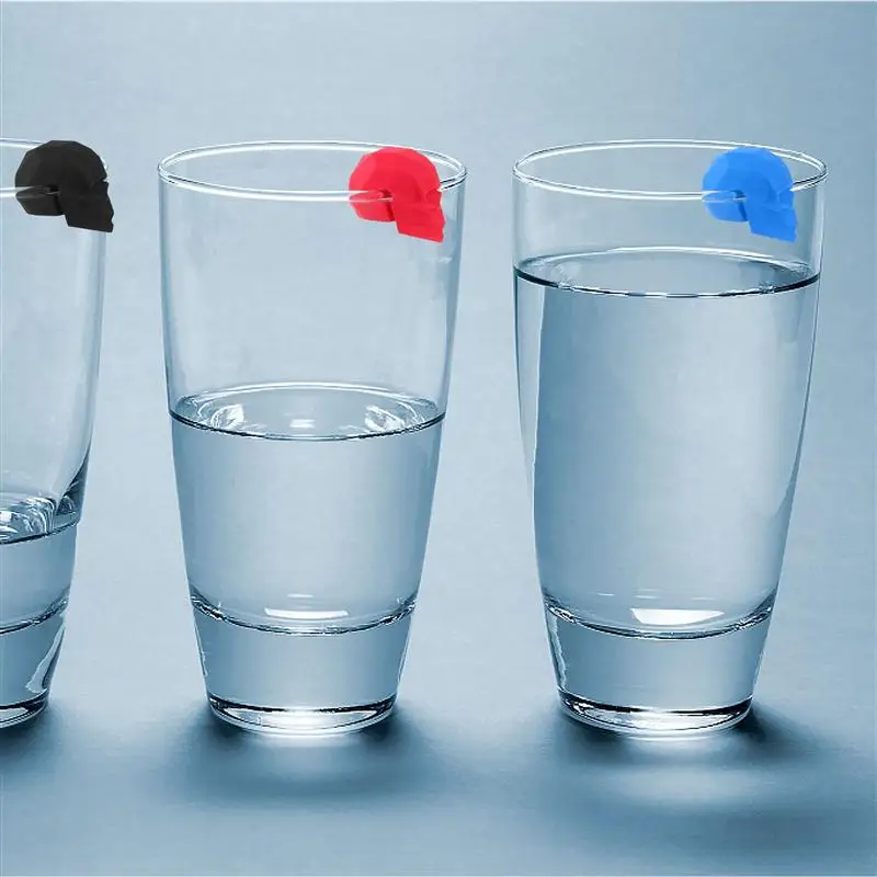 6 Pcs Reusable Label Clips Silicone Tag Nonslip Wine Glass Charms Skull Marker |