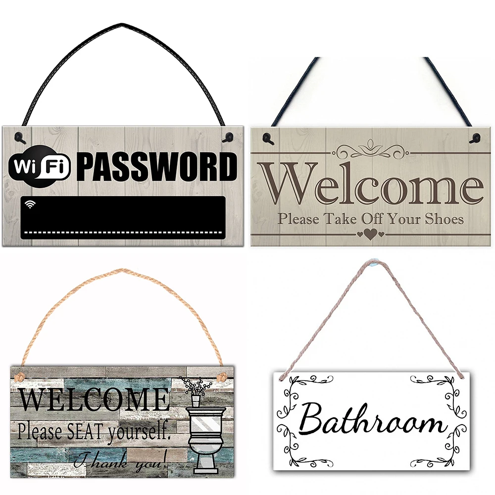 

Wooden Sign Hanging Plaques WiFi Password Welcome Chalkboard Coffee Restaurant Decor Housewarming Sign Home Party Decoration