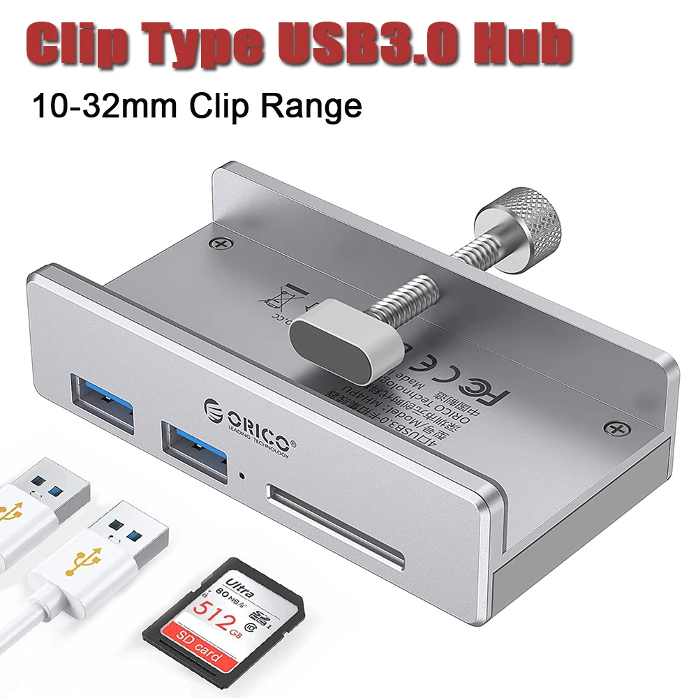 USB-разветвитель ORICO алюминиевый с 4 USB-портами и зажимом | Компьютеры офис