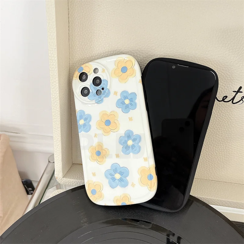 Милый чехол для телефона с рисунком цветов маслом iPhone 11 12 13 Pro Max X XR XS мягкий