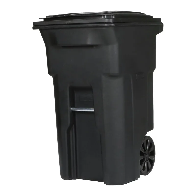 

Toter 64 gallon black garbage can with wheels and lid