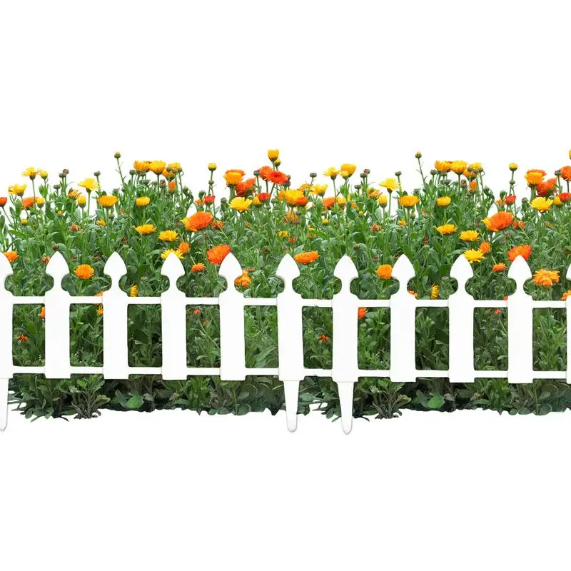 

4pcs Plastic Garden Lawn Border Edging Fence Pannels Outdoor Landscape Decor Edging Yard White Picket Fence Border