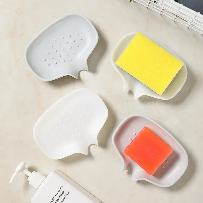 

Soft Silicone Soap Dish Self Draining Box Kitchen Drain Rack Multifunctional Bathroom Anti-slip Soap Dish Plate Sponge Holder
