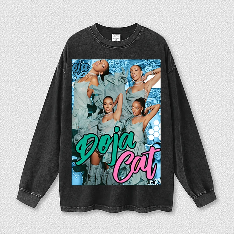 

2022 брендовая мужская хлопковая одежда DOJA CAT, женские футболки оверсайз, повседневные Модные топы с потертостями в стиле хип-хоп Harajuku, высоко...