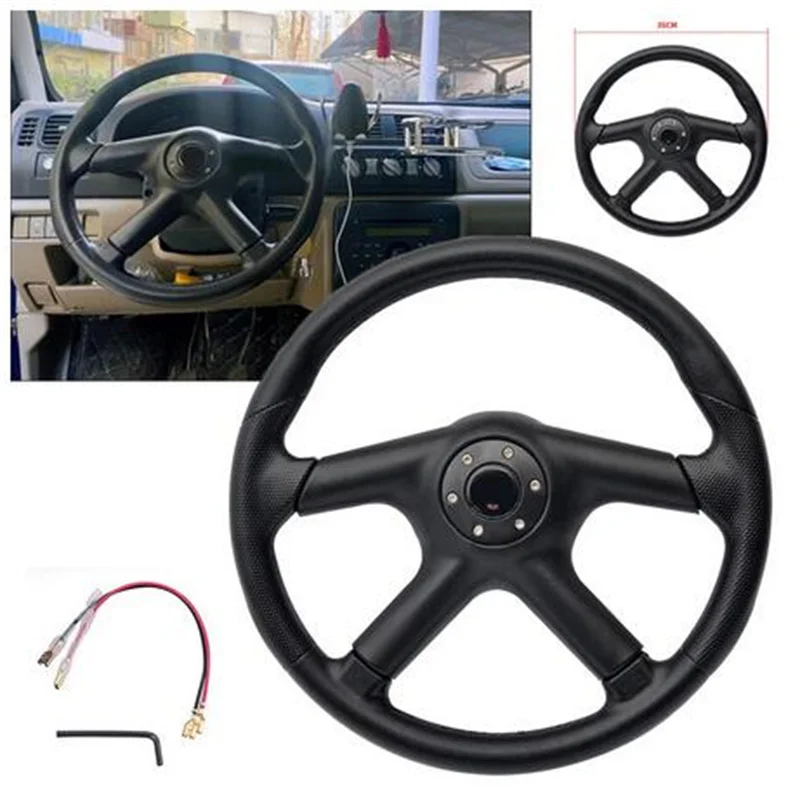 

Универсальное гоночное рулевое колесо 350 мм, 14 дюймов, противоскользящее автомобильное Спортивное Рулевое колесо с логотипом, автомобильные аксессуары