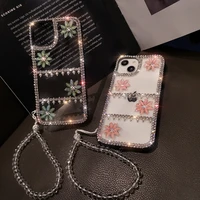 for iphone 13 mini mobile phone case womens with lanyard diamond for iphone 11 12 13 pro max phone protective cover luxury case
