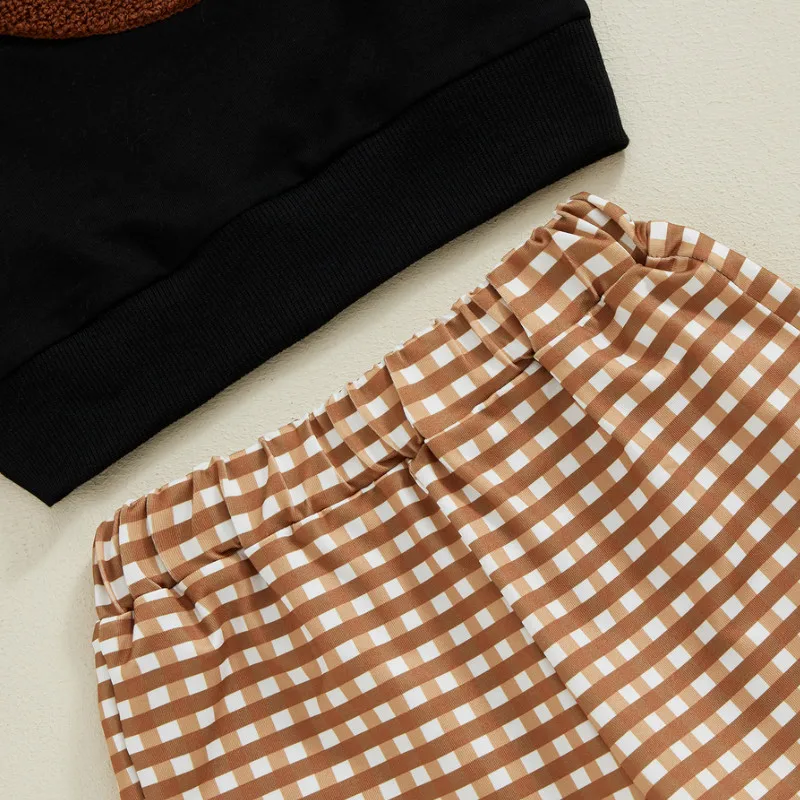 RUEWEY od 6 miesięcy do 4 lat Zestawy spodni dla chłopca Wiosna Jesień Odzież Piłka nożna Haftowana bluza z długim rękawem Spodnie w kratę