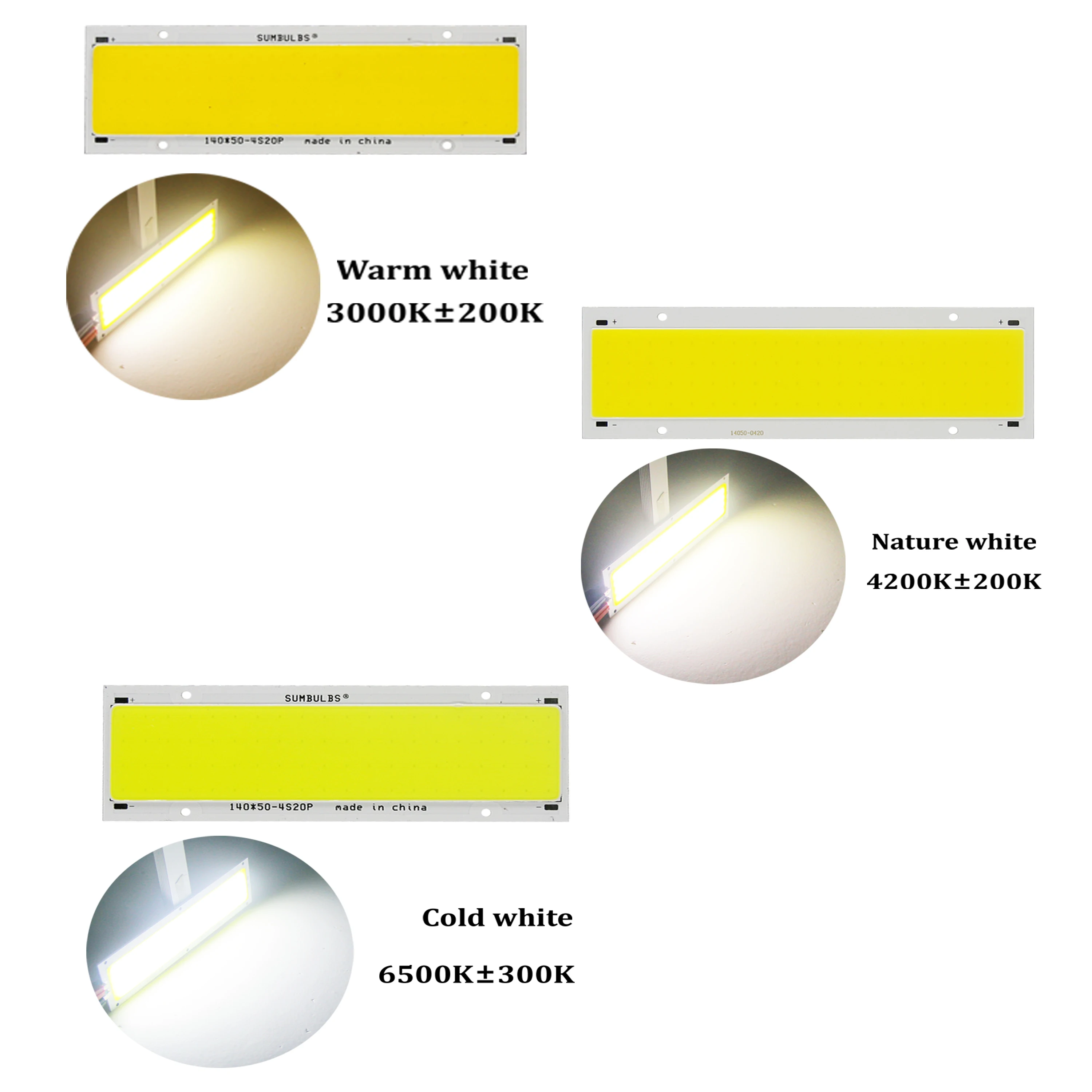 12 В постоянного тока светодиодный COB 20 Вт супер яркий 140x50 мм прямоугольный с