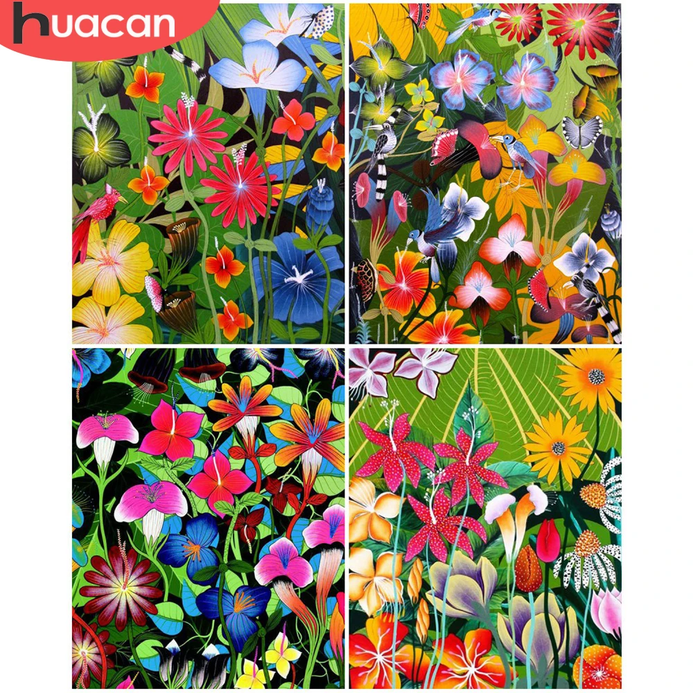 

HUACAN Coloring By Number Flowers Drawing On Canvas Handpainted Gift Oil Painting By Number DIY Frame Home Decoration