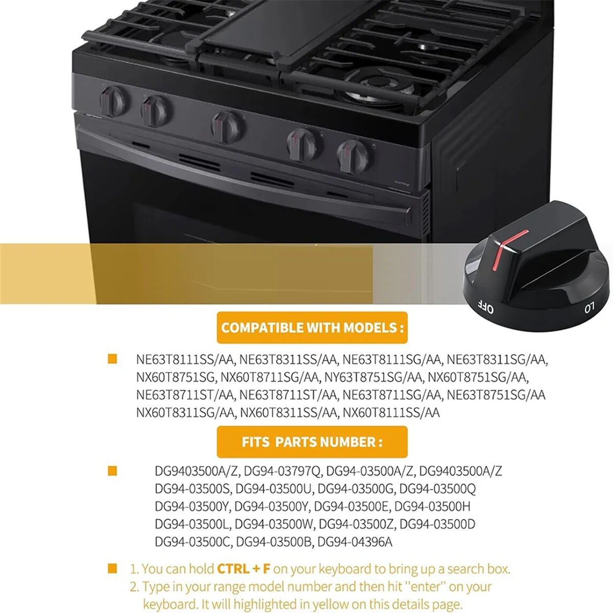 Запасные части для ручки печи DG94-03500A/Z деталей DG94-03500U Ручка горелки NX60T811SS NX60T8711SG