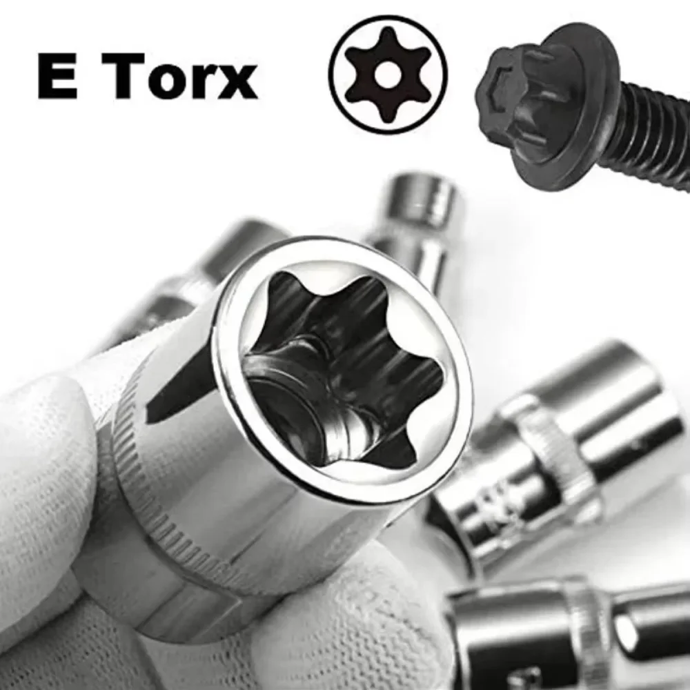 Фото Набор из 14 гнездовых головок E Star Torx, внешние шестигранные головки E4-E24, для авторемонтных механиков, прочный универсальный набор ручных инструментов №4