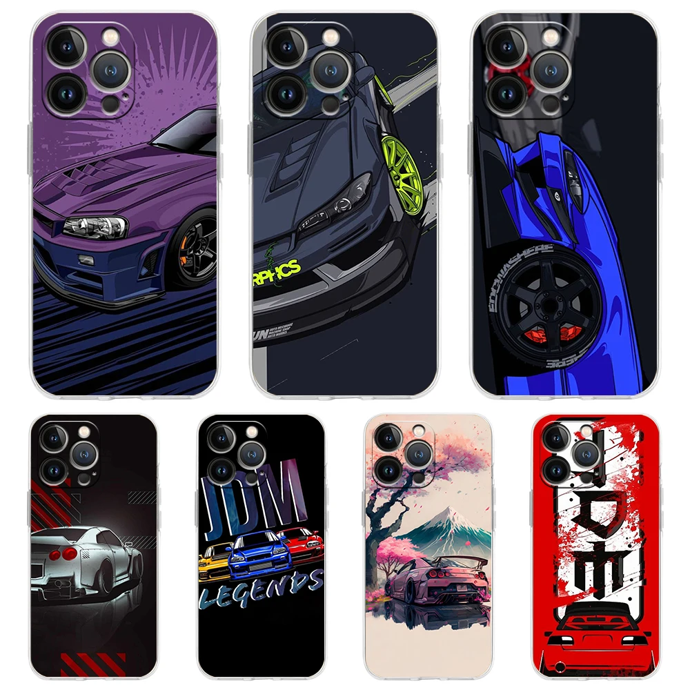 

JDM Sports Cars Male Men Case for iPhone 14 13 12 Pro Max Cover Transparent for iPhone 11 Pro Max 7 8 Plus X XS XR SE2020 Shell