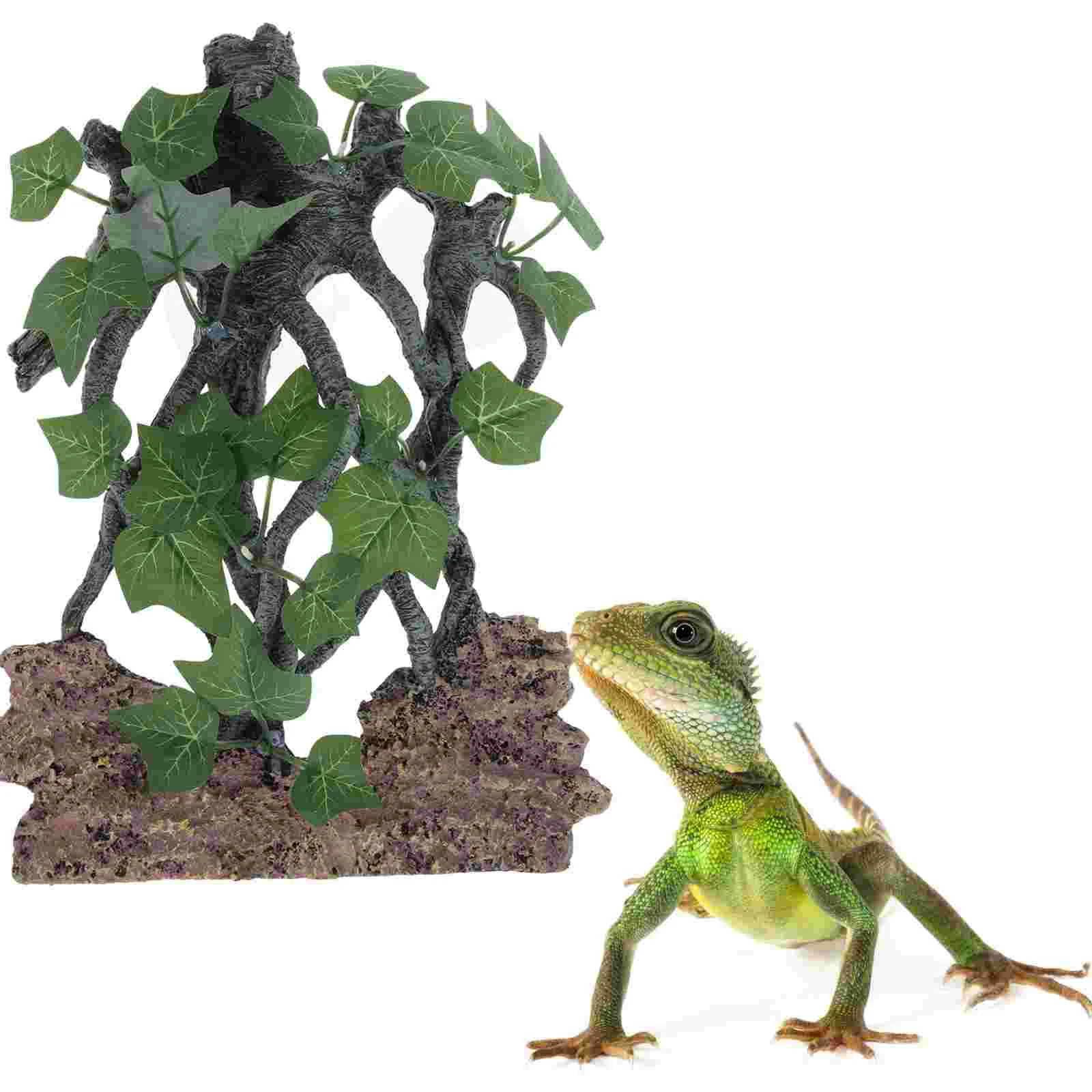 

Lizard Resin Branch With Rock Branches For Reptiles Aquarium Tree Plants Terrarium Tank Accessories Decorations