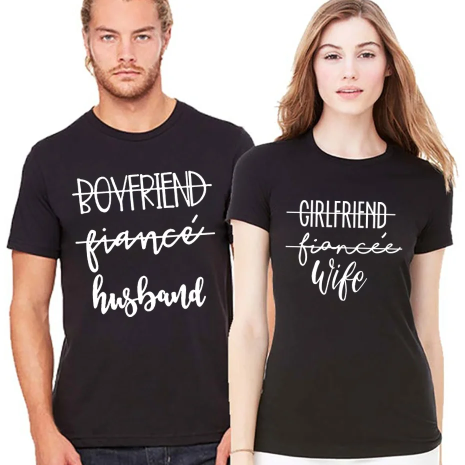 

Boyfriend Fiance Husband T-Shirt Girlfriend Fiancee Wife T shirts Mr White Mrs Tumblr Engagement Gift Fiance Bachelorette TShirt