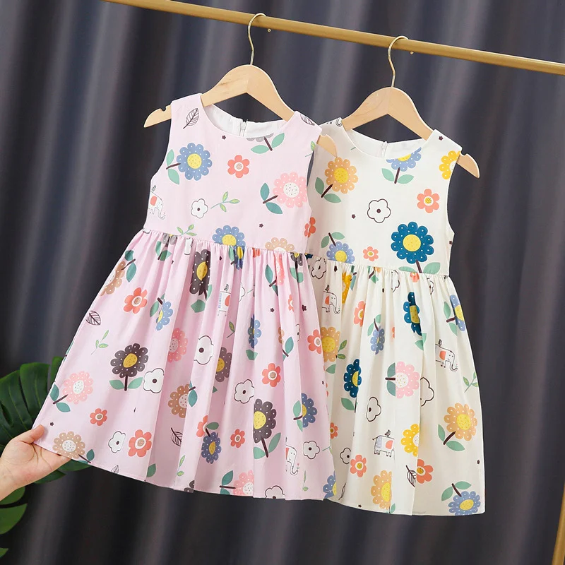 

summer short sleeve kids princess dress for girl fairy skirt cheap costume vest thin cotton