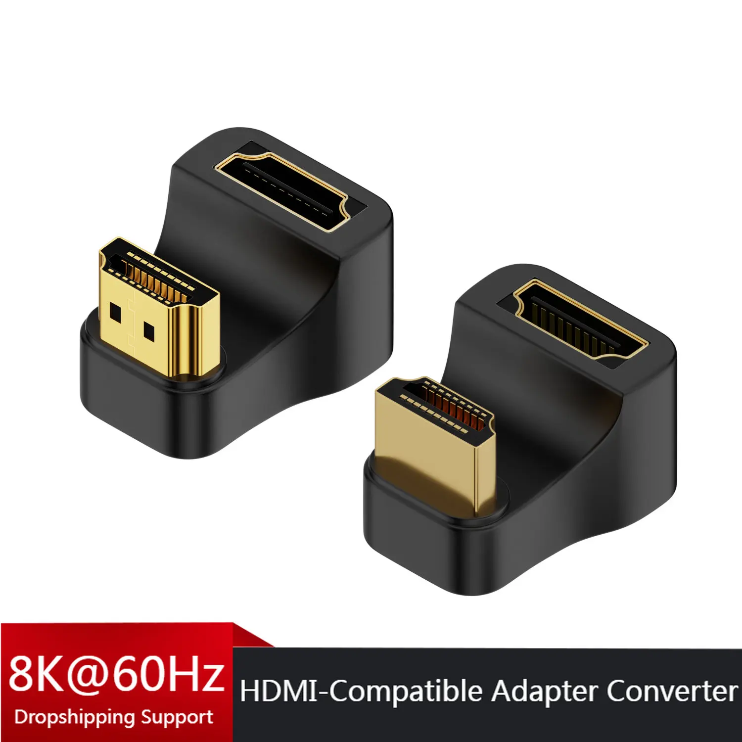 Адаптер HDMI-совместимый со штекером на гнездо, 360 градусов, угловой U-образный адаптер 8K @ 60HZ HDTV 2,1 для HDTV PS4 PS5 ноутбука