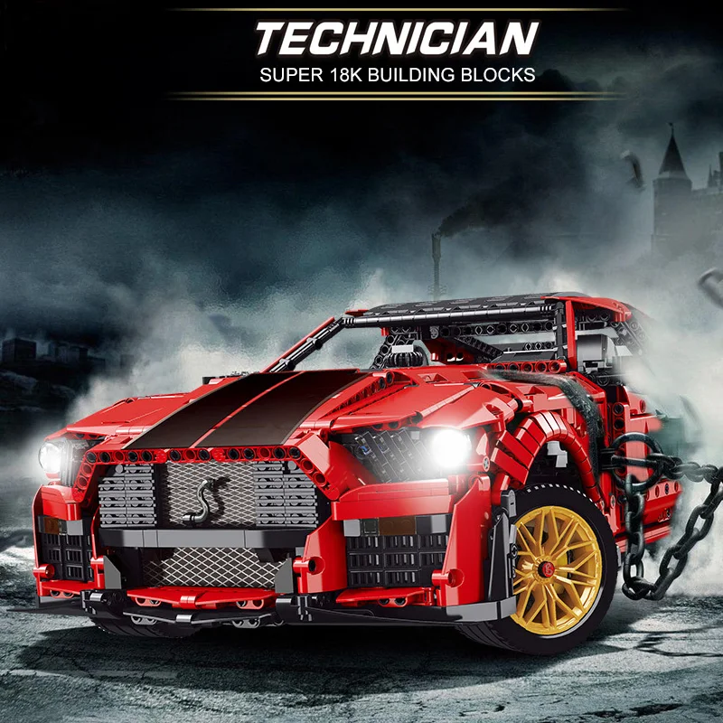

Funnier 3386PCS1:8 Scale Remote Shelby GT500 Super Fast Racing Car K135 Model Building Blocks Bricks Technical Set Furious Toys