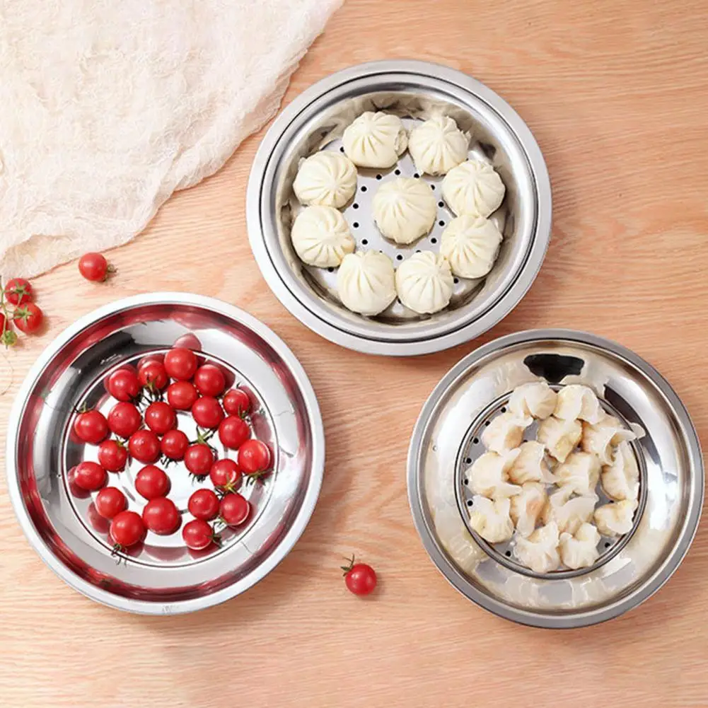 

Steaming Plate Detachable Food Grade Double-layered Cooking Dumpling Round Stainless Steel Tray Kitchen Supplies