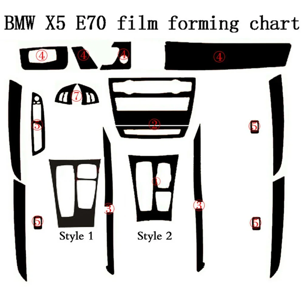 Набор наклеек для салона автомобиля BMW E70 2007-2013 3D узор из углеродного волокна