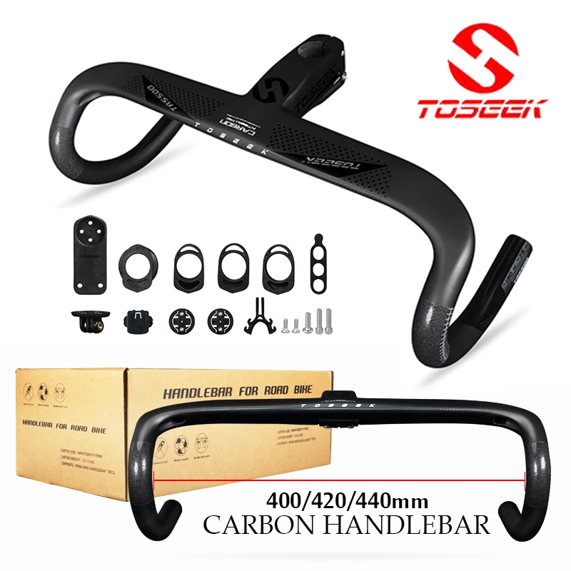 

TOSEEK Full Carbon Bicycle Handlebar 400mm 420mm 440mm with 80/90/100/110/120mm Stem Integrated Road Bike Handlebar Cycling Part