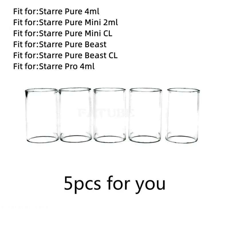 

5PCS Glass Tube For For Freemax Starre Pure Mini Beast CL PRO Tank Accessory Machine Replacement