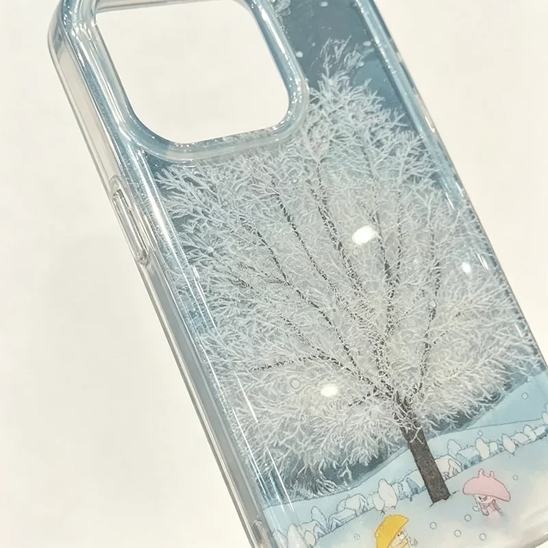 Фото Мягкий чехол Rime Frosted Snow Tree для iPhone 17 16 15 14 13 12 11 Pro Max 7 8 Plus Air Mini 16E ProMax №5