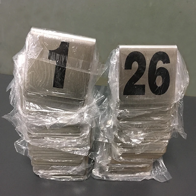 

10-15pcs Table Number Cards Tent Table sign card Double-Sizes Stainless Steel Restaurant Cafe Utensils 1-100 Number Choice