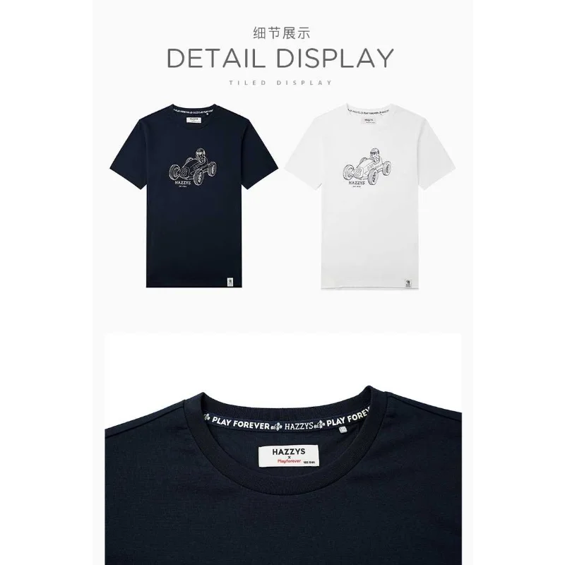 Hazzys Short-sleeved T-shirt Women's Spring and Summer Cotton Round Neck T-shirt Casual Tops White Slim Summer Short-sleeved