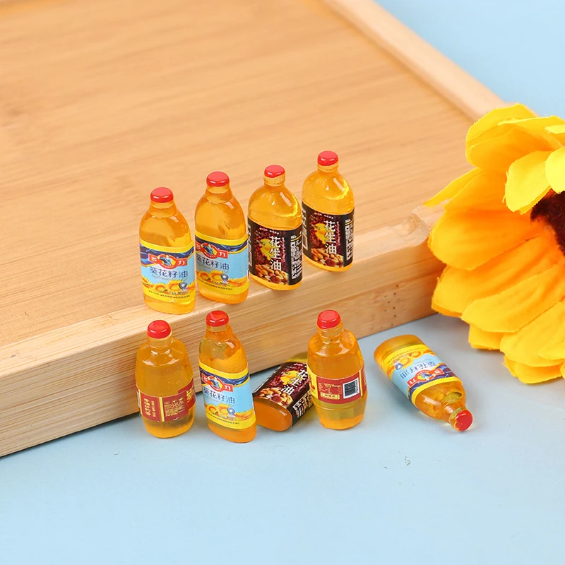 

10Pcs/set 1:12 Miniature Dollhouse Mini Resin Olive Oil Bottles Model Kitchen Food Accessories For Doll House Decor Pretend Toys