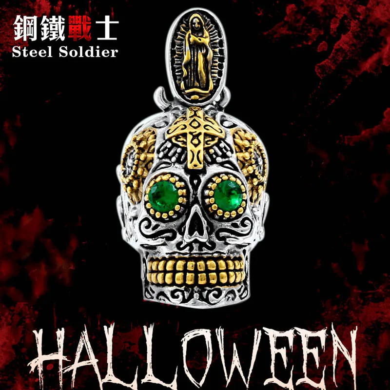 Стальной солдат Прямая поставка хип-хоп Череп Человек Ожерелье 316l стальной кулон