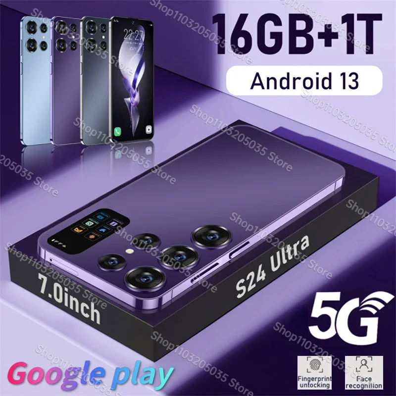 

Смартфон S24 Ultra, оригинальный смартфон, Android, 7,0 дюймов, Full Screen, Face ID, 16 ГБ + 1 ТБ