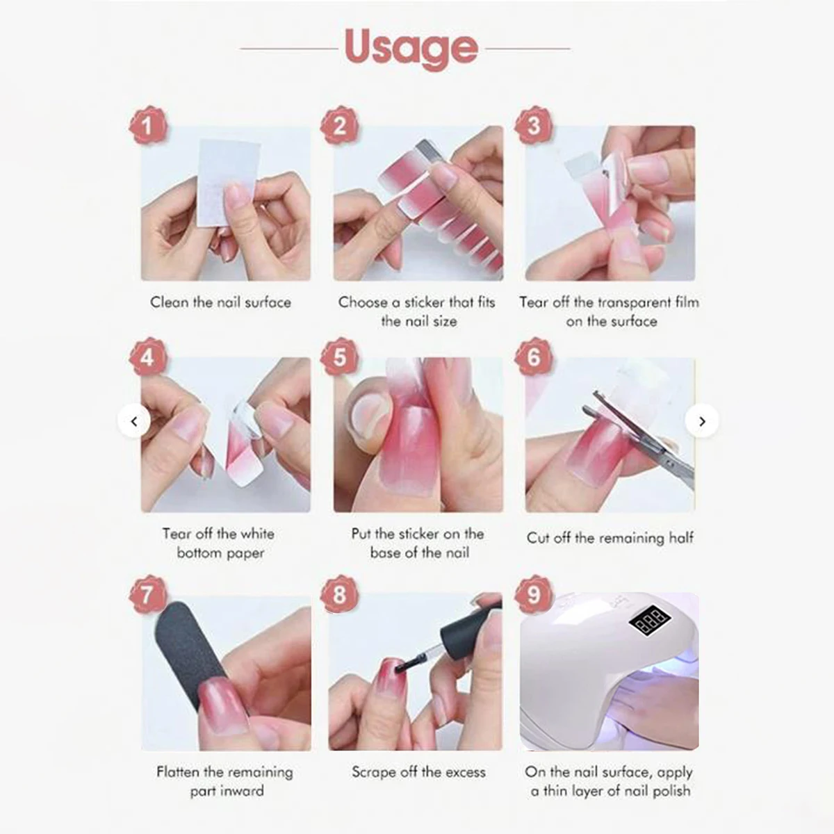 2 шт./набор наклейки для наращивания ногтей