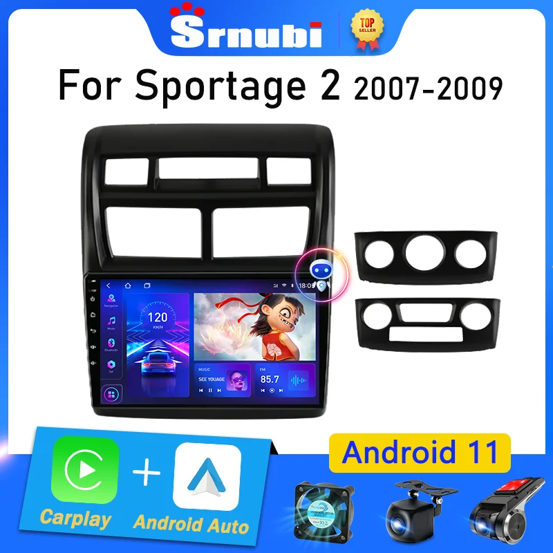 Srnubi Car Radio for Kia Sportage 2 2007 2008 2009 Multimedia Player 2 Din Android 11 Carplay Auto Stereo GPS 4G DVD Head Unit