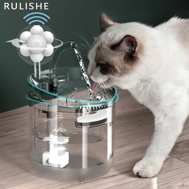 

Cat Water Fountain 1.8L Ultra Quiet Filter Pet Water Dispenser 2L/68oz Automatic Sensor Drinker For Dogs Auto Drinking Fountain