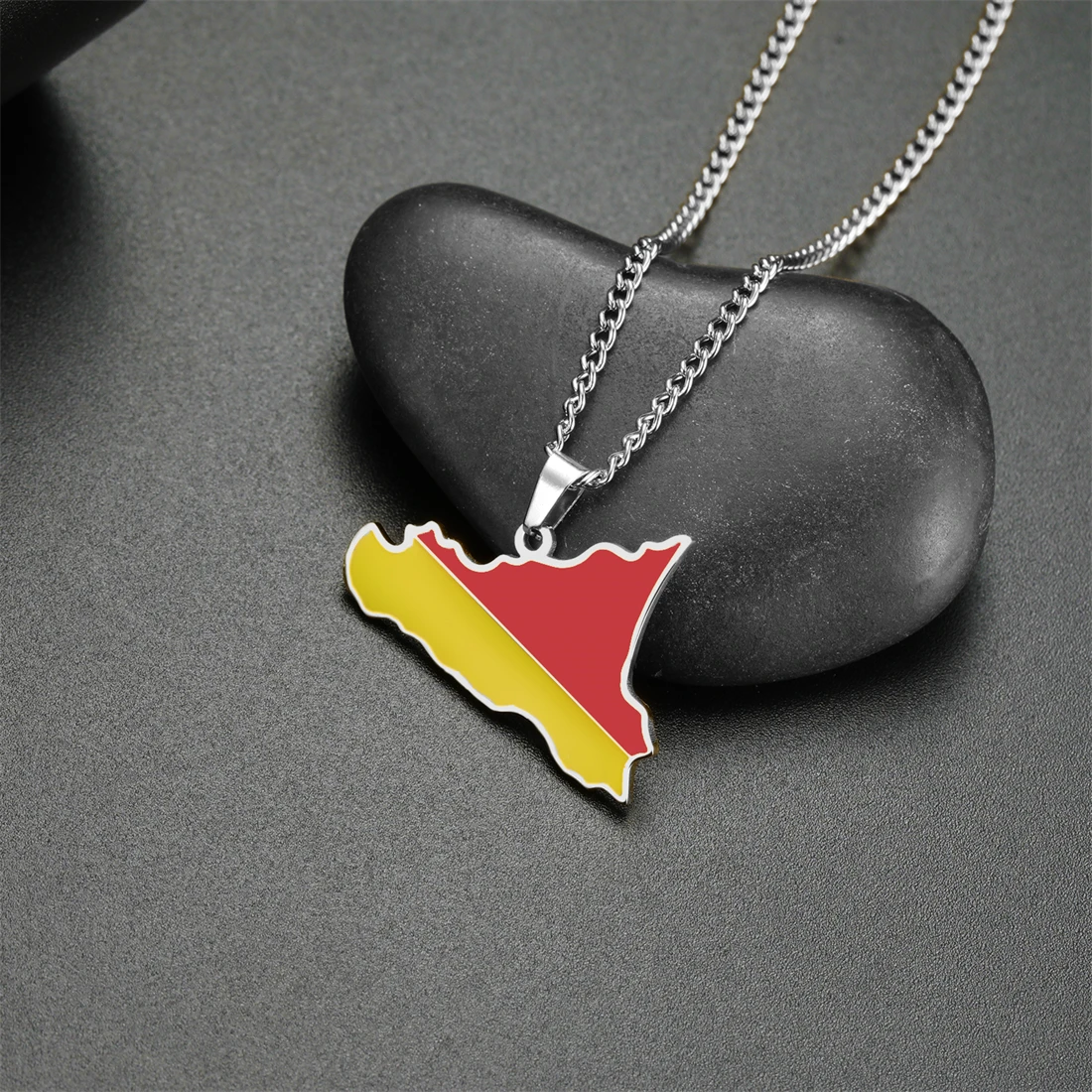 EUEAVAN капельное масло Италия Sicily карта кулон ожерелья из нержавеющей стали