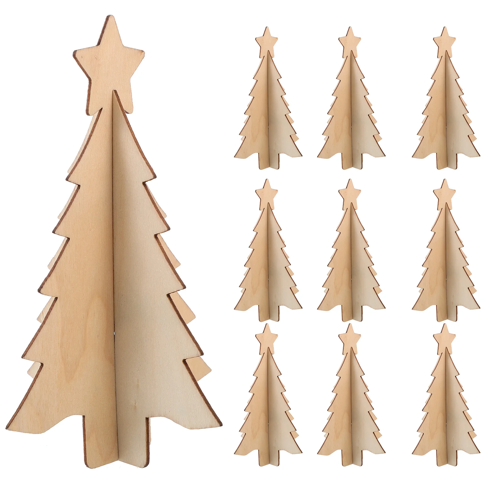 

10 Pcs Wood Chips Wooden Christmas Tree Home Decorations Decorative Xmas Ornament